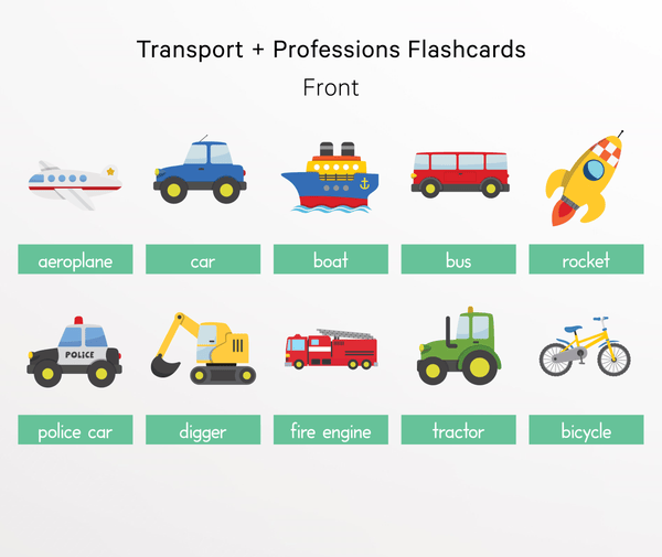 Transport Toddler Flashcards | Professions Flashcards - My Little Learner