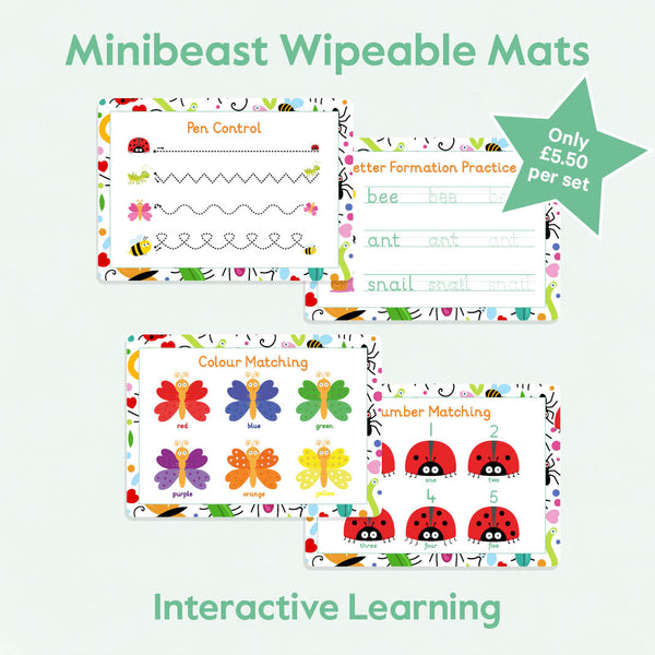 Minibeast Themed Wipeable Activity Mats - 3 left