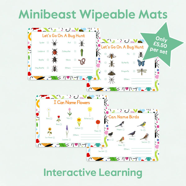 Minibeast Themed Wipeable Activity Mats - 3 left