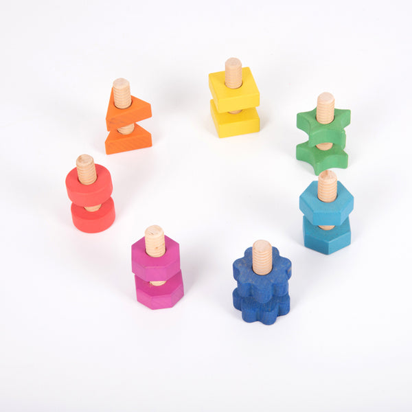 Rainbow Wooden Nuts & Bolts - 7PK