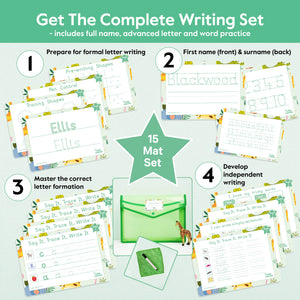 Complete Learn to Write Bundle | Stage 1–3 Wipeable Writing Mats + Accessories | Ages 2–5