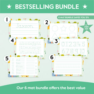 Learn to Write: Full Name, Alphabet & Numbers Mats for Ages 3–5