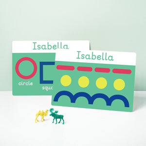 Personalised Toddler Learning Mats – 4 Mats Wipe‑Clean ABC, Numbers & Pre‑Writing