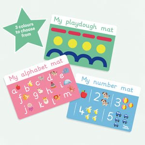 Personalised Toddler Learning Mats – 4 Mats Wipe‑Clean ABC, Numbers & Pre‑Writing