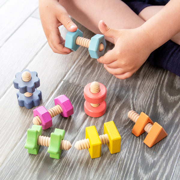 Rainbow Wooden Nuts & Bolts - 7PK