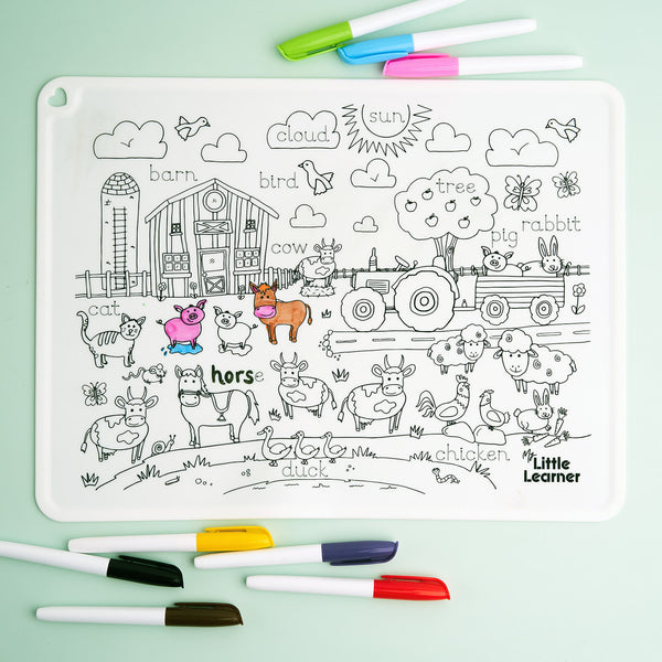 Silicone Kid's Placemats Colour In | On The Farm - 0 left please read