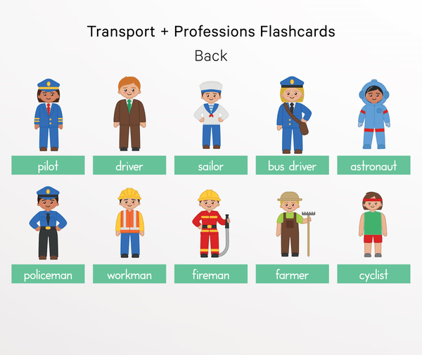 Transport Toddler Flashcards | Professions Flashcards - My Little Learner